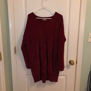 Style and Co oversized maroon red sweater dress